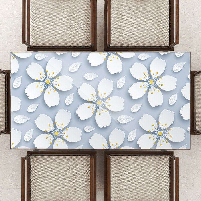 立体小清新花瓣水晶板防水防油免洗餐桌垫桌布软玻璃塑料茶几垫