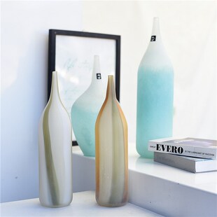 出口欧美磨砂欧式彩色玻璃花瓶小口径花器家居台面装饰摆件A10G2