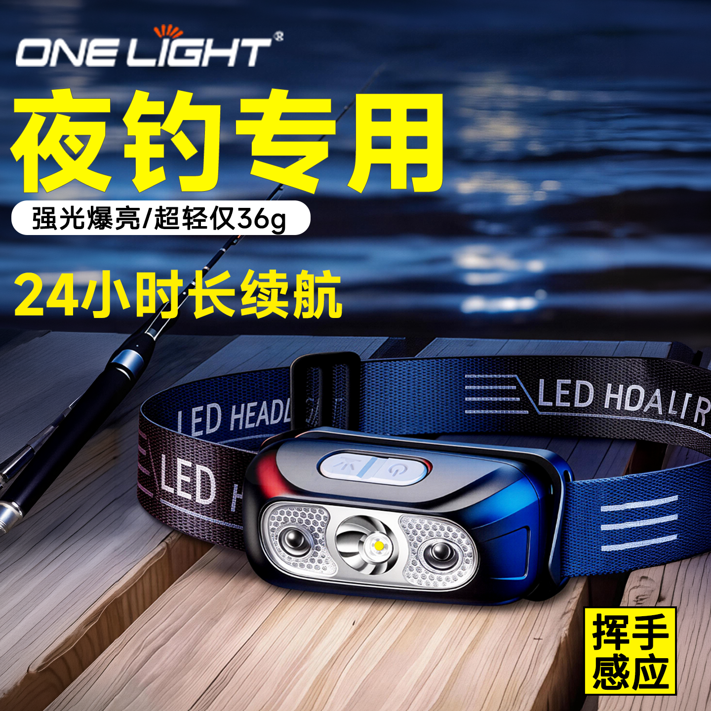 头灯夜钓鱼专用超长续航感应头戴式充电式2026新款型强光超亮