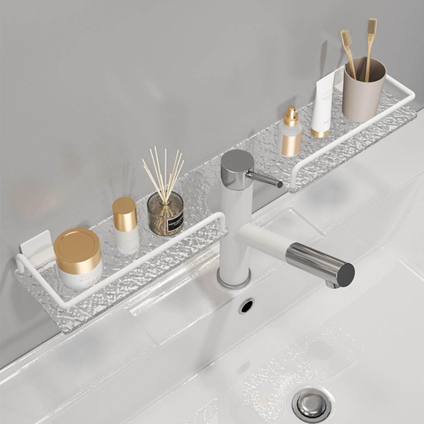 水波纹亚克力洗漱台置物架洗脸台洗手池水龙头浴室化妆品收纳架子