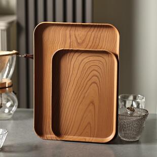 轻奢塑料日式 仿木纹吐骨碟家用托盘放茶杯盘子加厚茶盘长方形