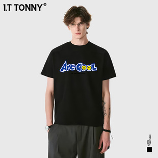 潮牌I.TTONNY印花情侣短袖T恤