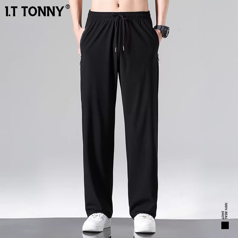 潮牌I.T TONNY上新冰丝速干休闲裤男士薄款直筒长裤凉感运动裤XL