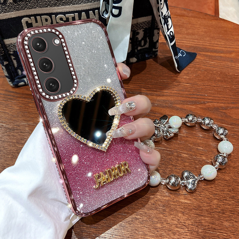 适用三星s23手机壳S23十保护套硅胶5G镜头全包plus防摔S9110软壳9160创意女款带钻镜子galaxy外壳个性网红潮
