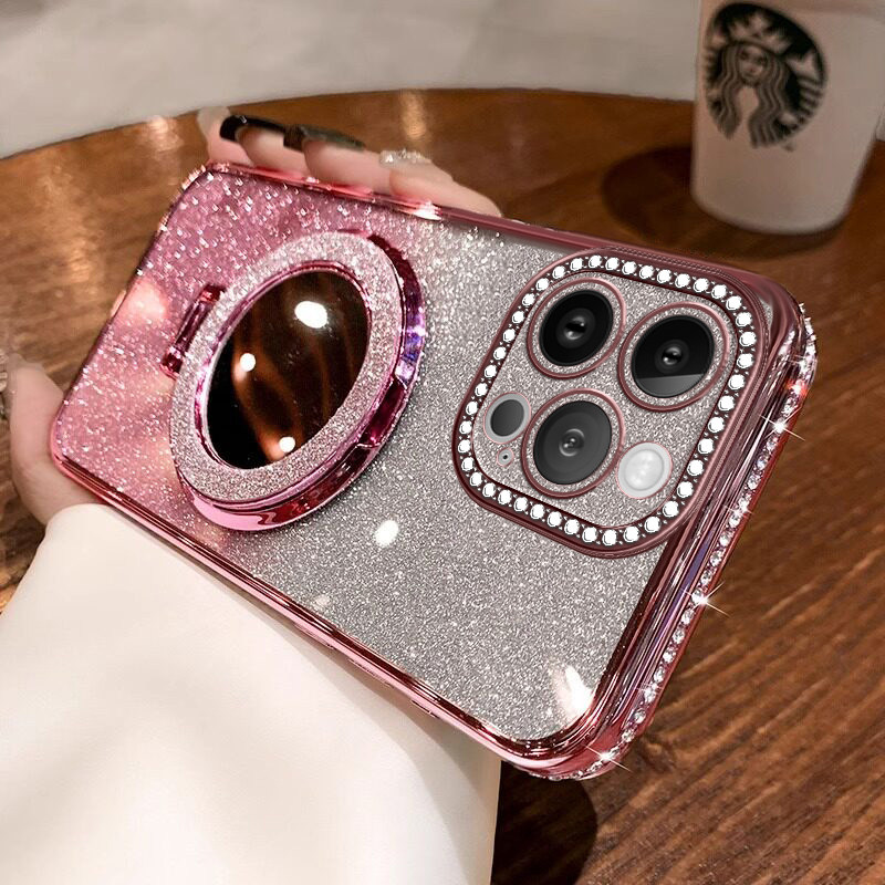 适用苹果13pro手机壳iPhone13ProMax保护套硅胶全包边13p防摔promax软新款十三女13镜子支架外壳个性带钻网红