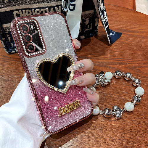适用oppoA16手机壳爱心镜子
