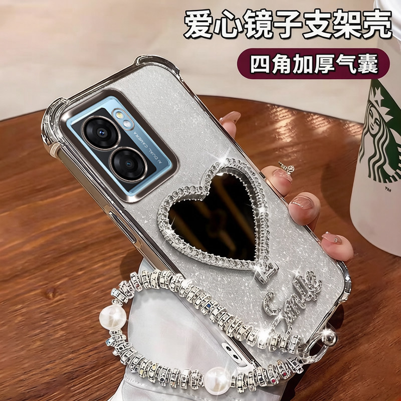 适用oppoA57手机壳0PP0保护套A56s硅胶5G镜头全包防摔opa软壳opopa女PFTM20镜子支架0pp0新款5g外壳带钻个性