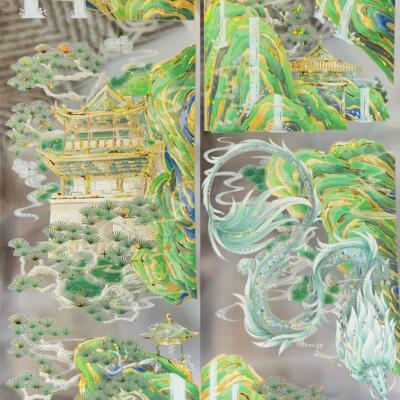 StudioVI分装胶带千年梦回山海云间背景系列流麻咕卡手账拼贴