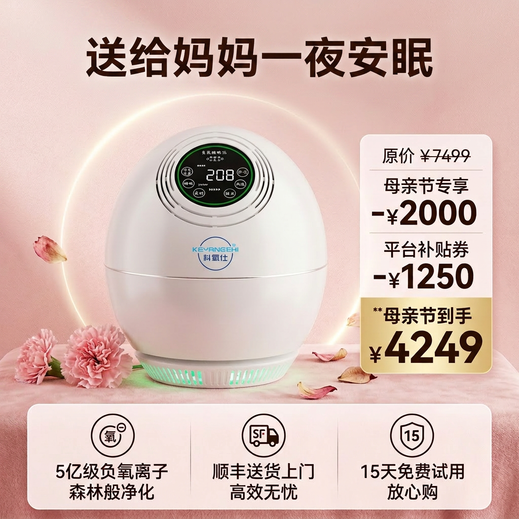 科氧仕睡眠仪负氧离子机5亿级小粒径负离子发生器父母空气净化器