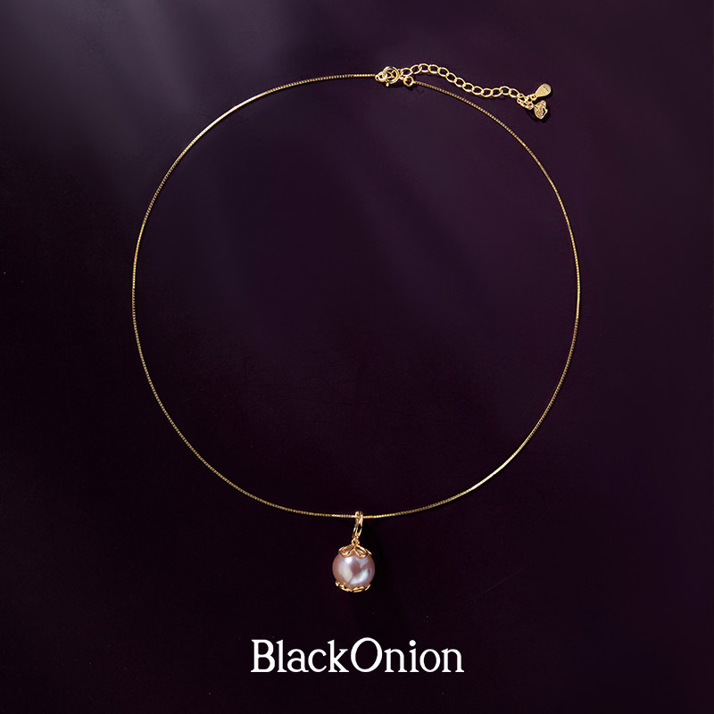 Black Onion高级珍珠系列天然紫金巴洛克银镀黄金吊坠项链
