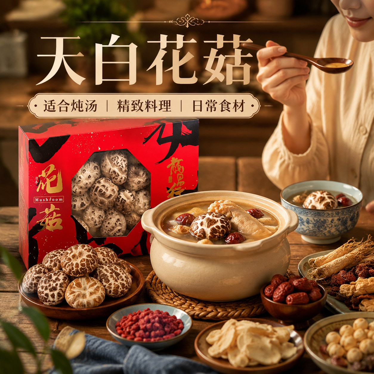 日本天白花菇礼盒装精装干货香菇适合炖汤日常食材