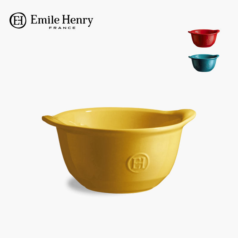 法国Emile Henry陶瓷双耳烤碗圆形 芝士焗饭碗烤箱家用舒芙蕾烘焙