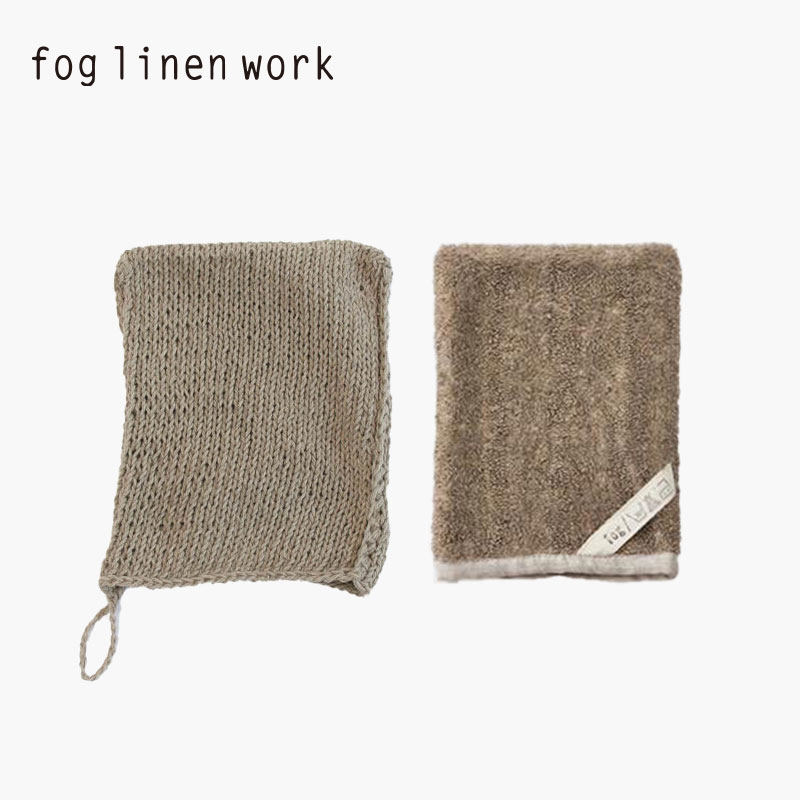 日本Fog linen work浴室亚麻搓澡巾搓泥洗澡巾 双面不疼洗澡手套