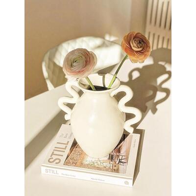 丹麦Ferm Living陶瓷插花瓶摆件客厅北欧装饰陶艺鲜花瓶覆古炻器