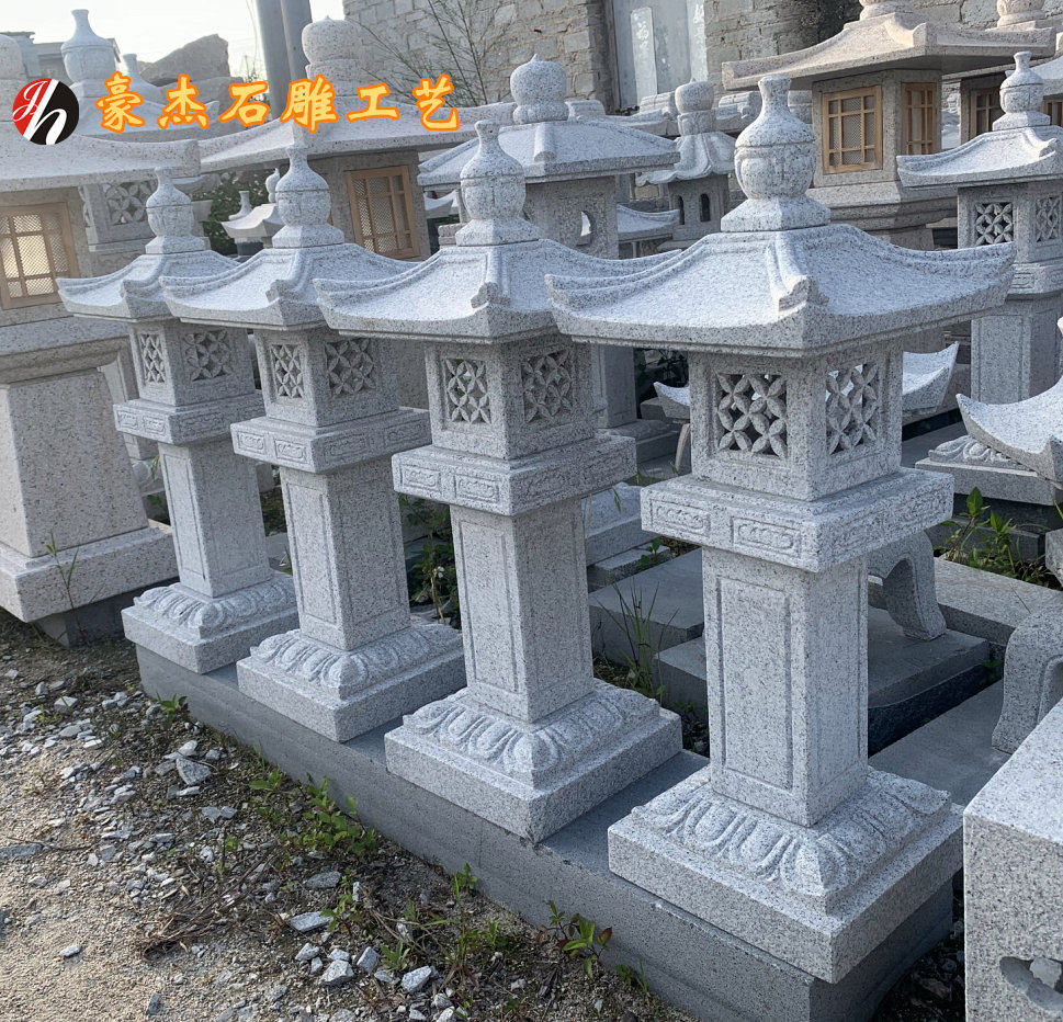 天然石灯复古户外日式庭院石灯笼园林景观石灯草坪灯立柱式灯笼