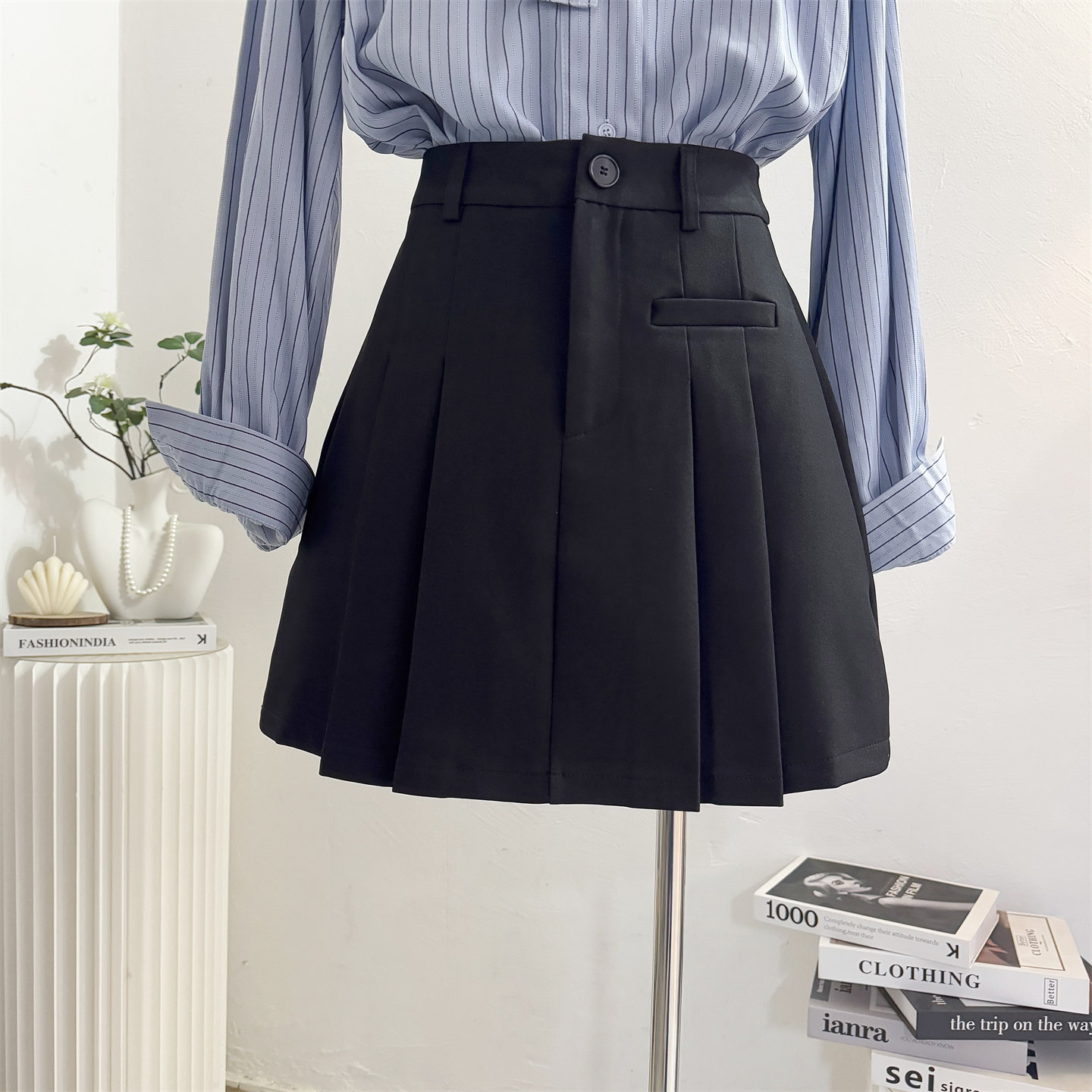 百褶裙半身裙女2026春夏季西装短裙高腰a字裙显瘦百搭防走光裙子