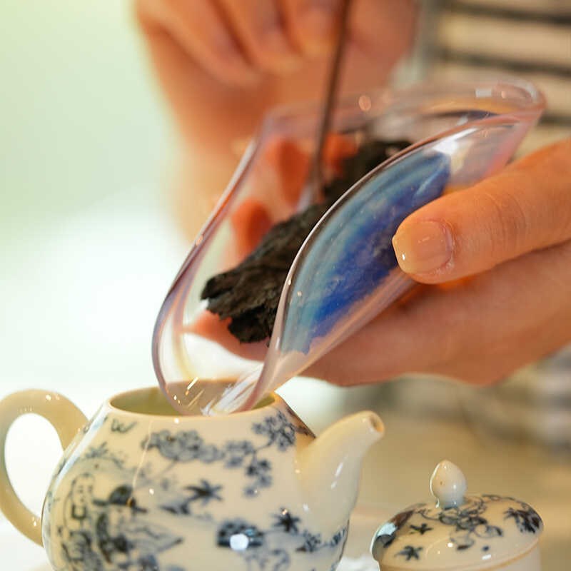 茶具配件 玻璃卷边茶则 粉色高透玻璃茶盒高硼硅玻璃茶配茶席搭配
