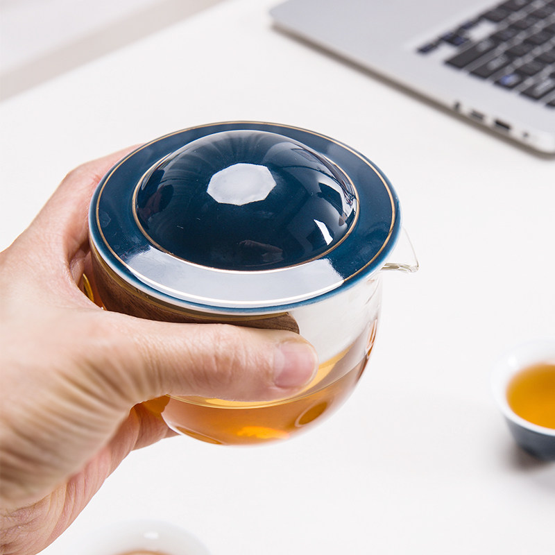 旅行茶具套装茶杯便携式包迷你防烫茶道过滤户外飞碟壶野营快客杯