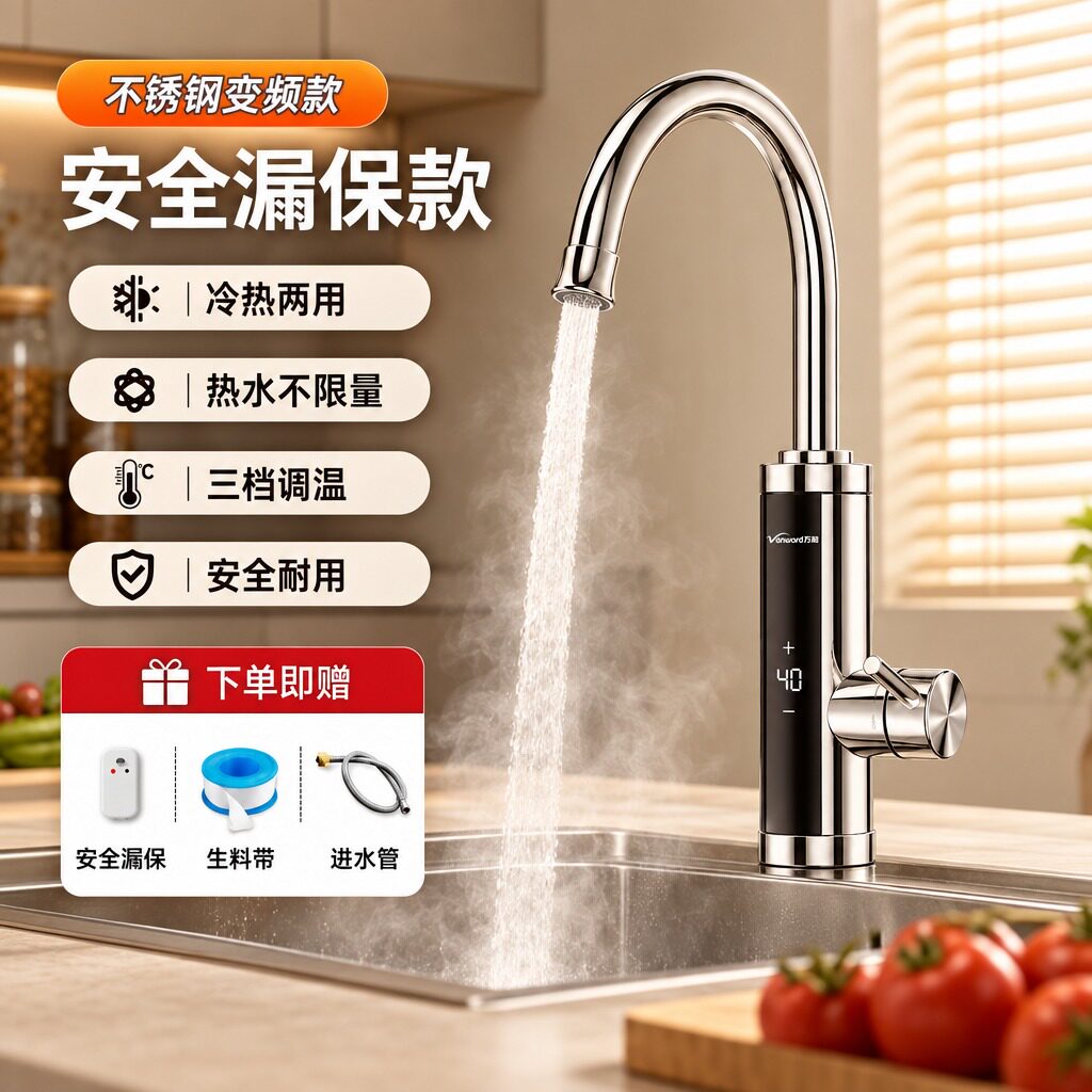 万和电热水龙头冬天家用厨房即热式速热加热器冷热两用速热水器