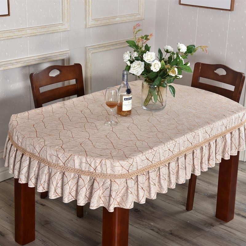 欧式高档台布布艺椭圆形桌布咖色电视柜防尘罩家用餐桌布茶几套罩