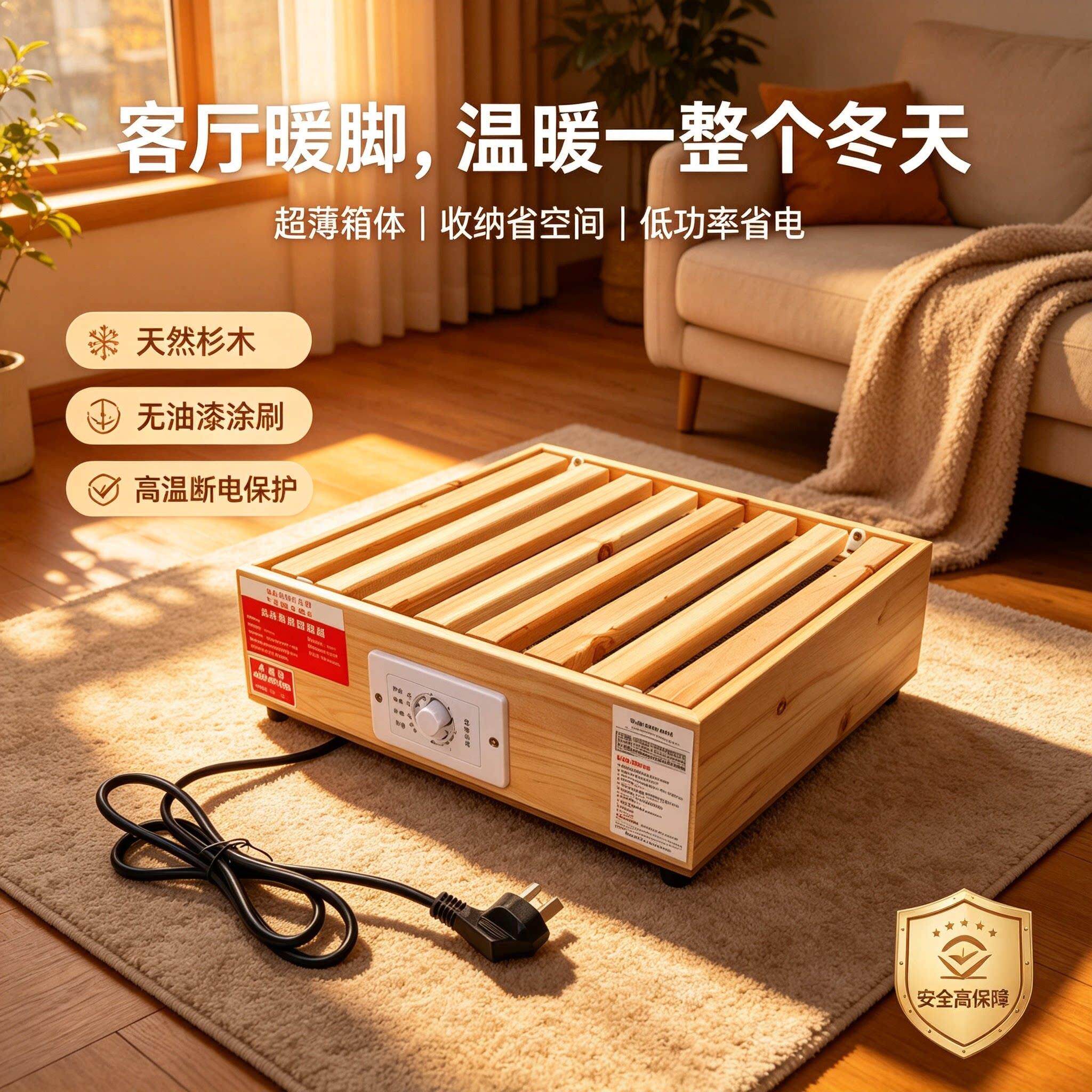 超薄木暖脚实器火698电火桶电取火箱家用暖器烤火炉暖脚单人桶香