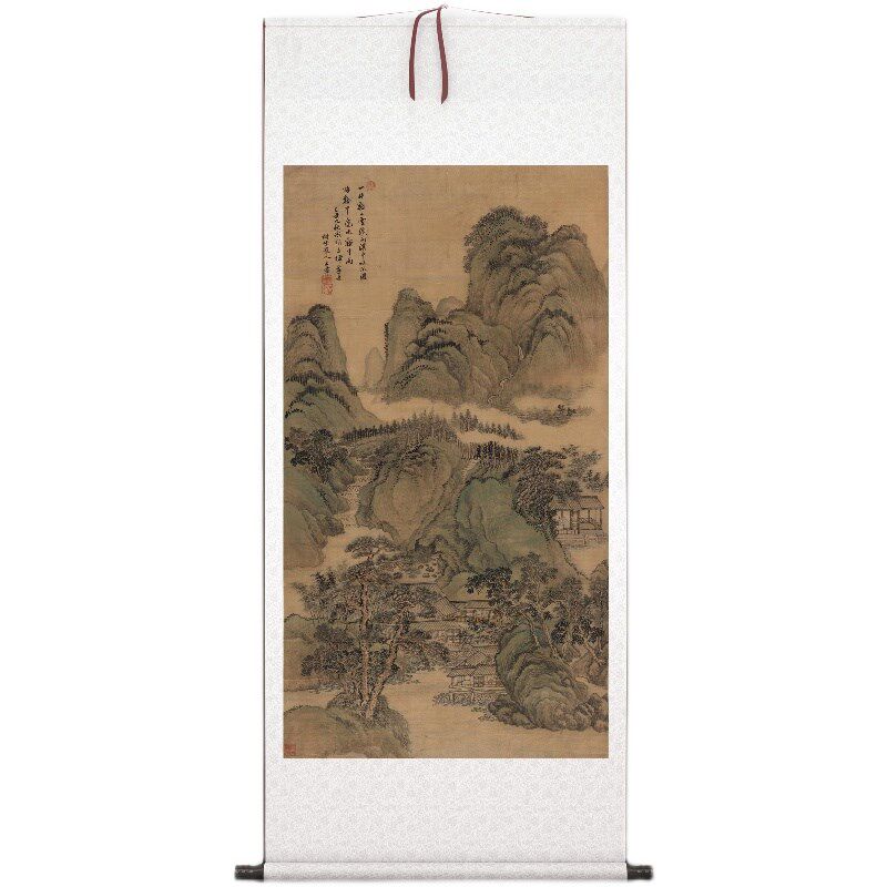 清王翚《溪口白云》客厅书房茶室装饰画挂画玄关山水高清卷轴字画