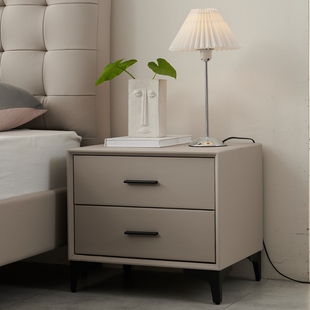 斯林百兰 柏林床头柜 实木抽屉柜 柏林皮床配套 购床架增购享优惠