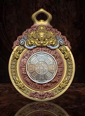 金刚心系列九宫八卦牌吊坠男铜手把件藏传饰品项链配件