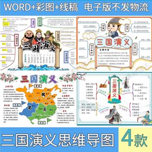三国演义手抄报四大名著历史人物经典课外好书推荐手抄报电子模板