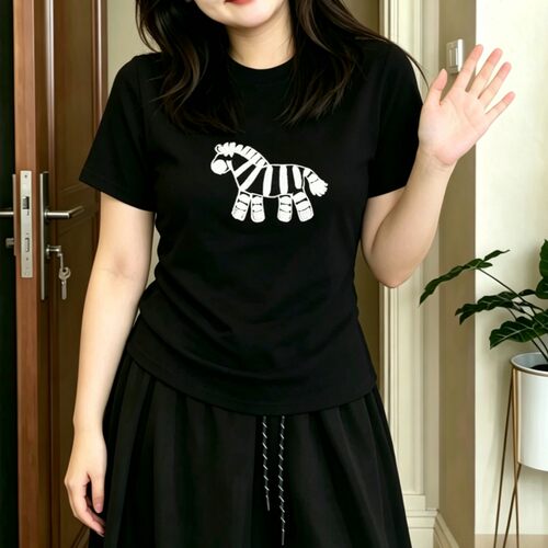 夏季小马绣花显瘦短袖T恤女
