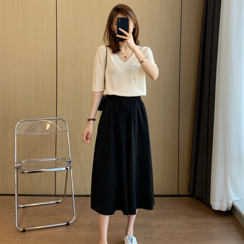 大码冰丝七分高腰阔腿显瘦女夏裤