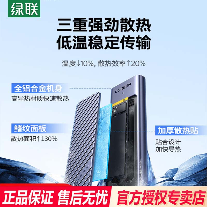 绿联m.2固态硬盘盒子nvme_sata双协议m2移动硬盘笔记本ssd外接盒