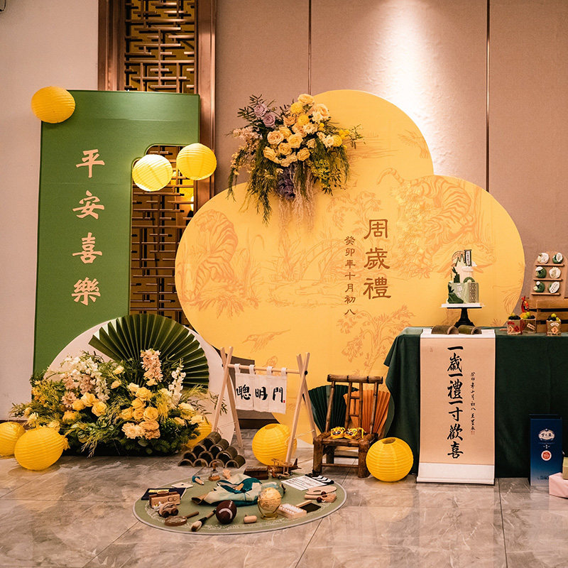 婚庆花艺迎宾区假花背景布置水牌花路引地排花黄绿色仿真绢花插花