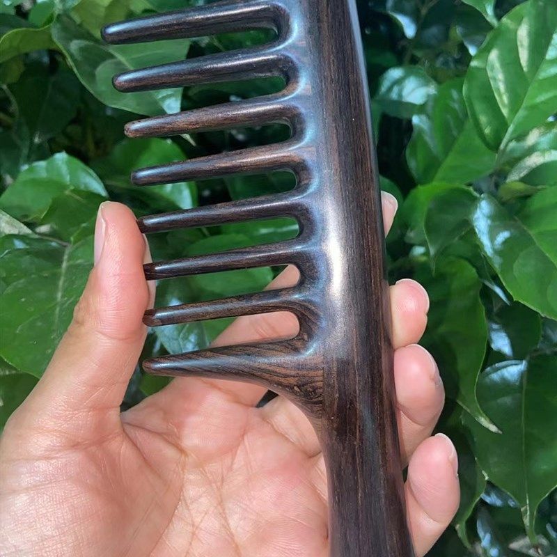 紫光檀大宽齿檀木梳卷发用头部按摩刮经络梳拼接牢固耐用送礼女友
