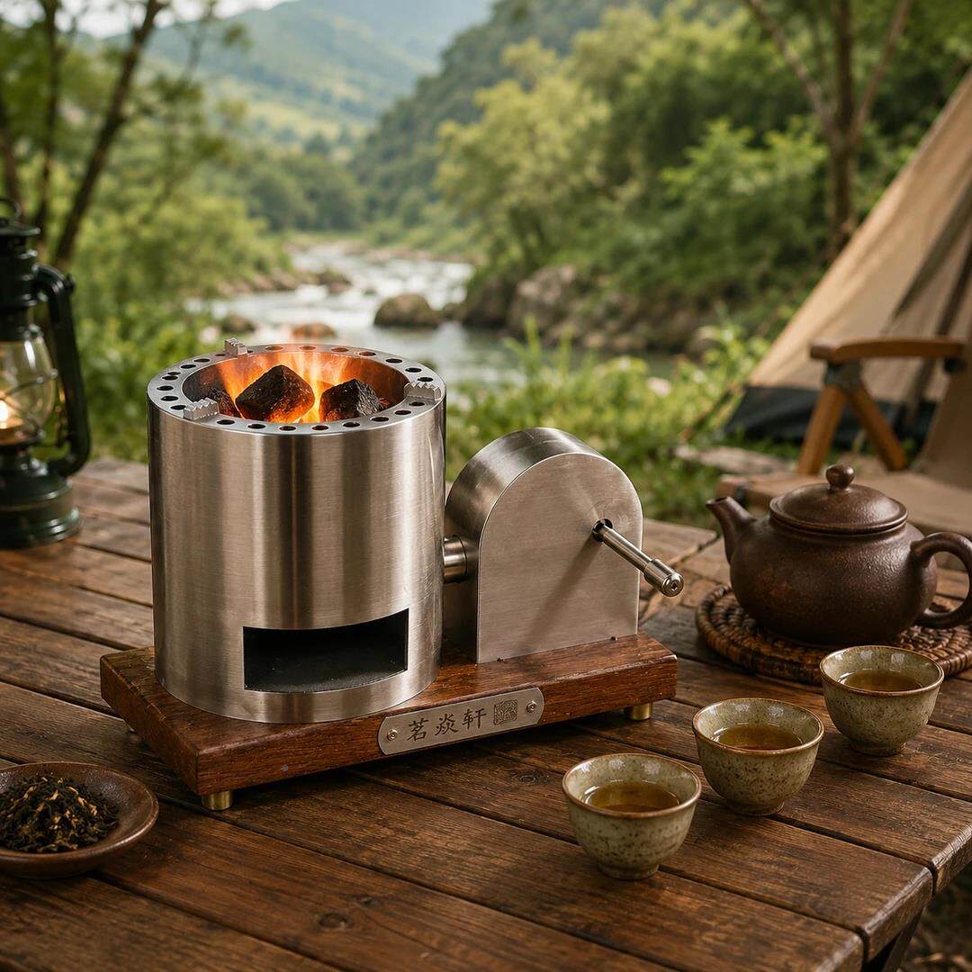 工茗焱轩户外摇304不钢新DVT手型便携式煮水煮茶夫茶炭火锈炉