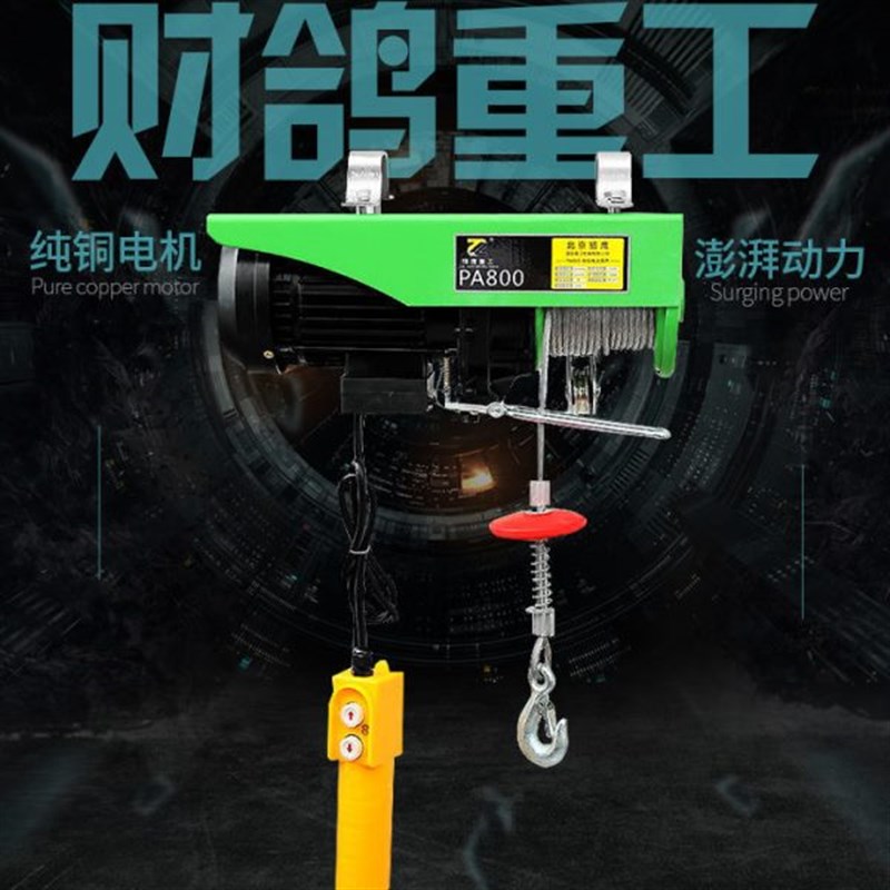 财鸽微型电动葫芦小型家用吊机220V1/0.5吨卷扬机提升机升降起重