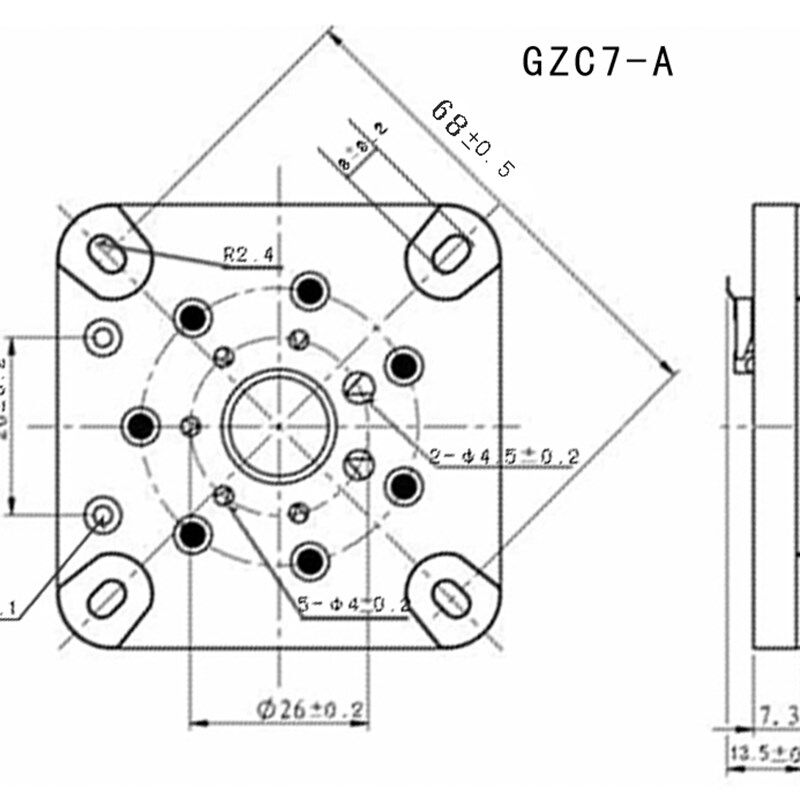 陶瓷7脚平板电子管座GZC7-A-G 镀金用813/FU-13/4B27有2个大插孔