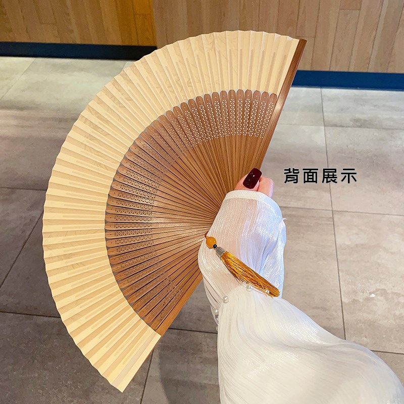 古风扇子竹子国风折叠纸扇高档配汉服女纳凉扇便携新中式竹扇送礼图片
