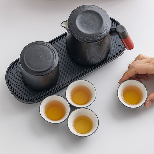 陶瓷茶水分离一壶四杯便携户外露营旅游泡茶喝茶装备套装定制LOGO
