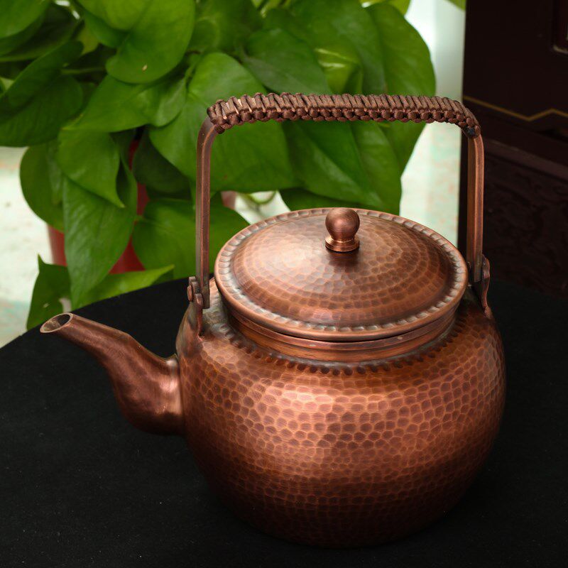 纯手工紫铜大号铜壶烧水铜茶具电陶炉加热紫铜壶煮茶加厚铜茶壶