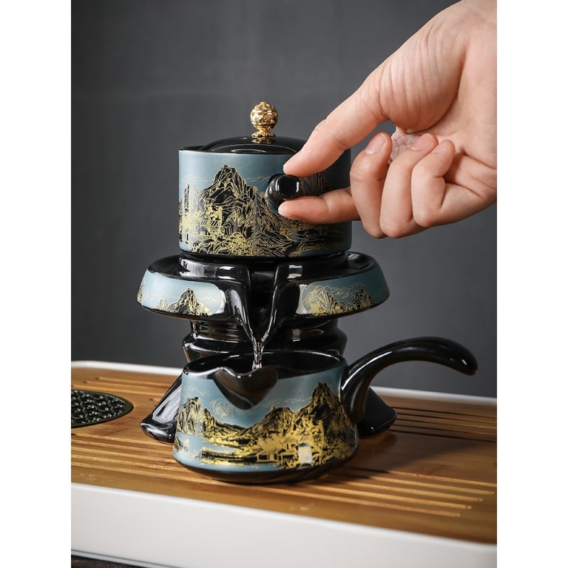 高档新款懒人自动茶具套装家用石磨茶壶泡茶器功夫茶杯客厅喝茶