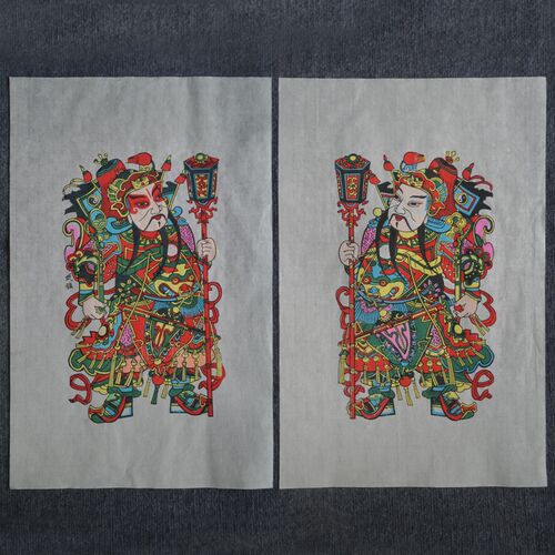 正宗手工武强年画郁垒神荼秦琼敬德关公关胜朝官武门神年画大幅