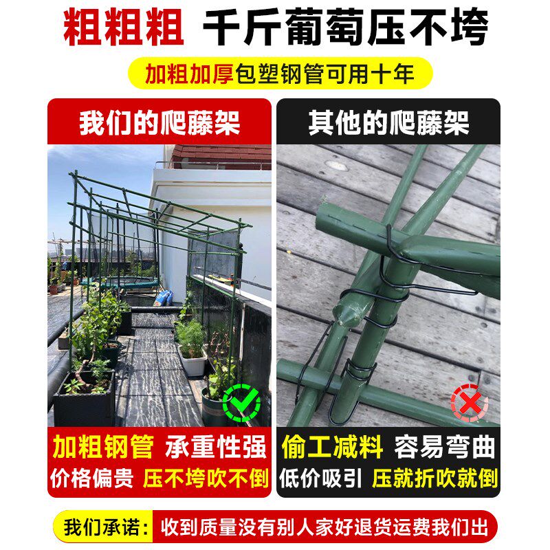 铁质葡萄架爬藤架庭院户外瓜棚支架 临雅加厚可调式瓜棚架 耐久连