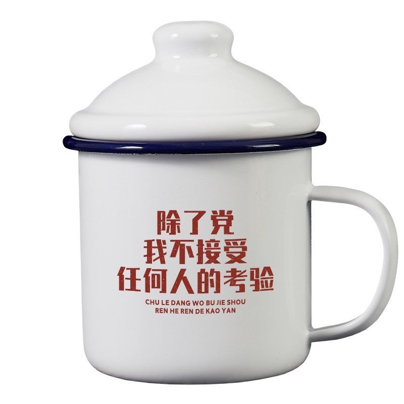 除了党我不接受任何考验搪瓷杯加厚带盖怀旧马克杯老杯子茶缸水杯