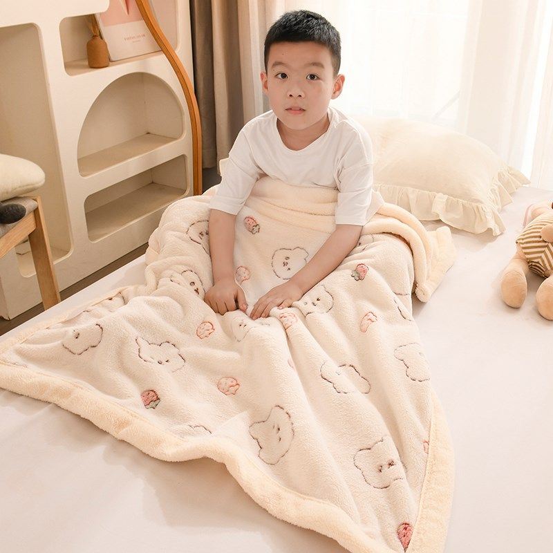 小毯子午睡儿童毛毯小学生盖毯办公室加厚冬季婴儿被珊瑚绒宝宝毯