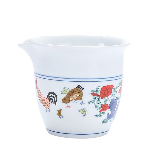 茶海公杯斗彩鸡缸茶具公道杯分茶杯不锈钢过滤网单品搭配家用复古
