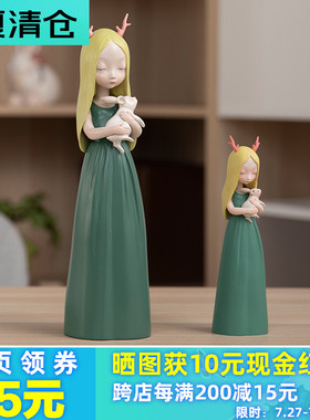 mici文创潮玩贾晓鸥可米生活白夜童话晚安兔家居装饰艺术品小摆件