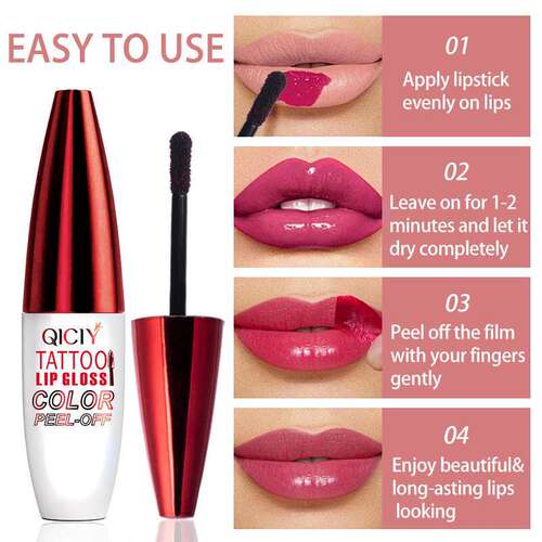 4 Colors Long Lasting Lip Tint 四色跨境撕拉唇彩 上色均匀