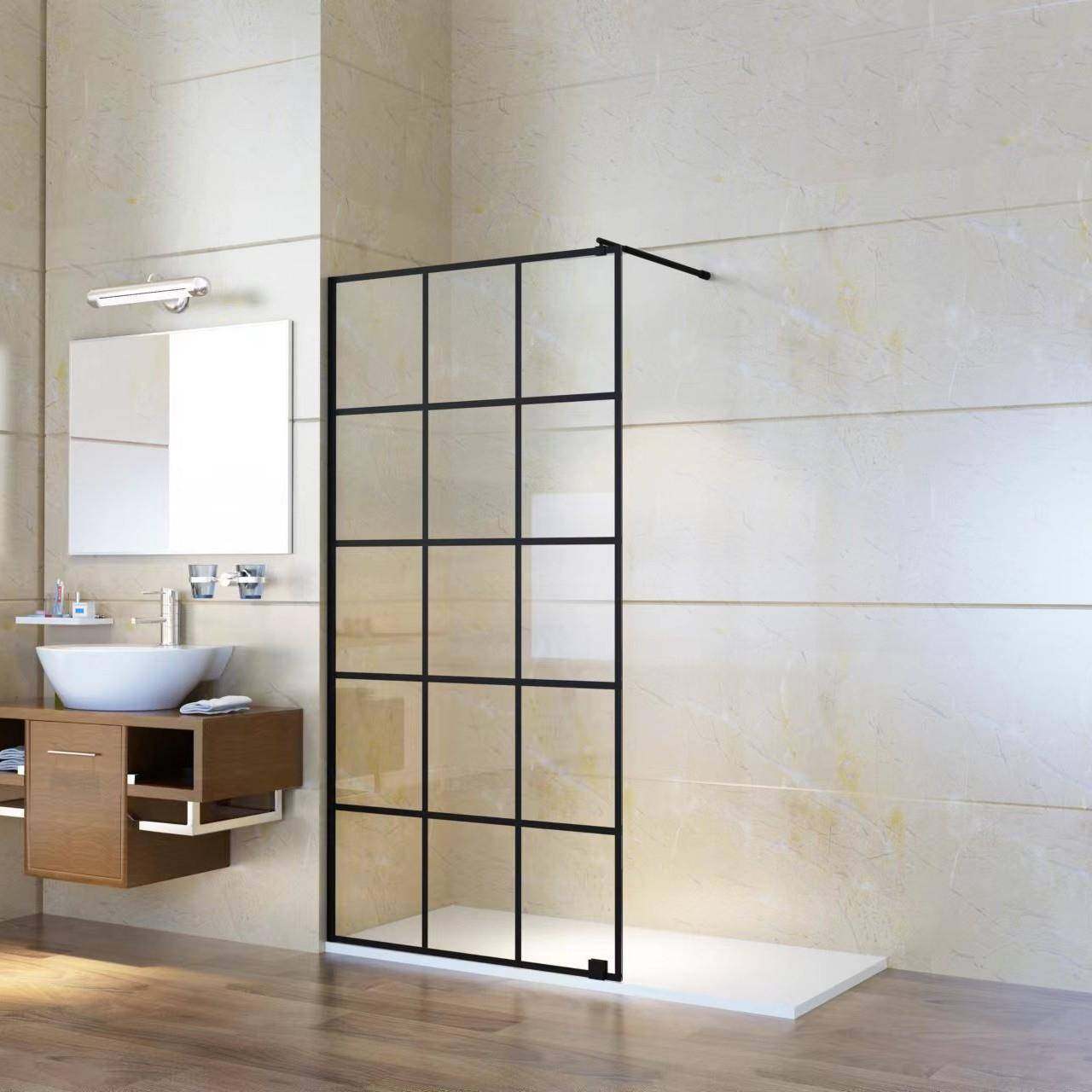 出口爱尔兰步入式淋浴屏CE认证玻璃黑色网格隔断Showercubicle,家装主材,整体淋浴房,淘宝优惠券,粉丝福利购,淘宝优惠卷