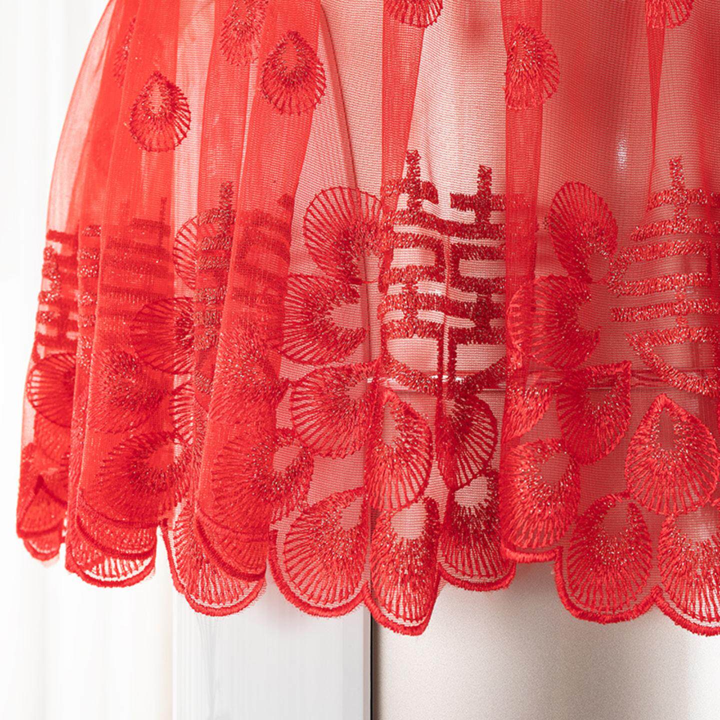 婚庆双层蕾丝空调罩婚房布置红色多用盖巾喜庆圆柱空调防尘盖布